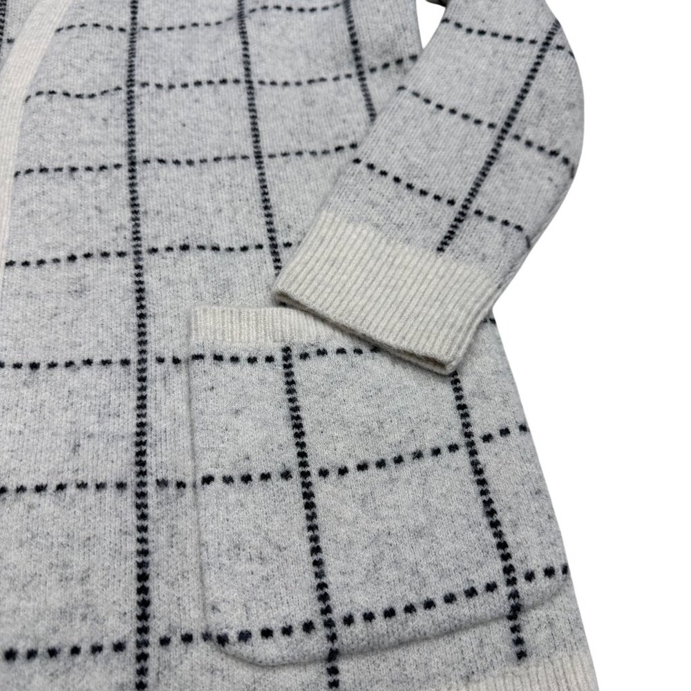 Madewell Ryder Cardigan Women's Merino Wool Blend Black Windowpane pattern, Sz S - Picture 4 of 8